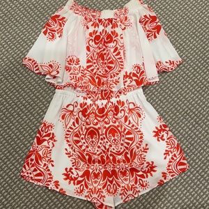 Show Me Your MuMu Red and White Romper, Size Small